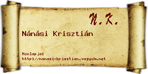 Nánási Krisztián névjegykártya